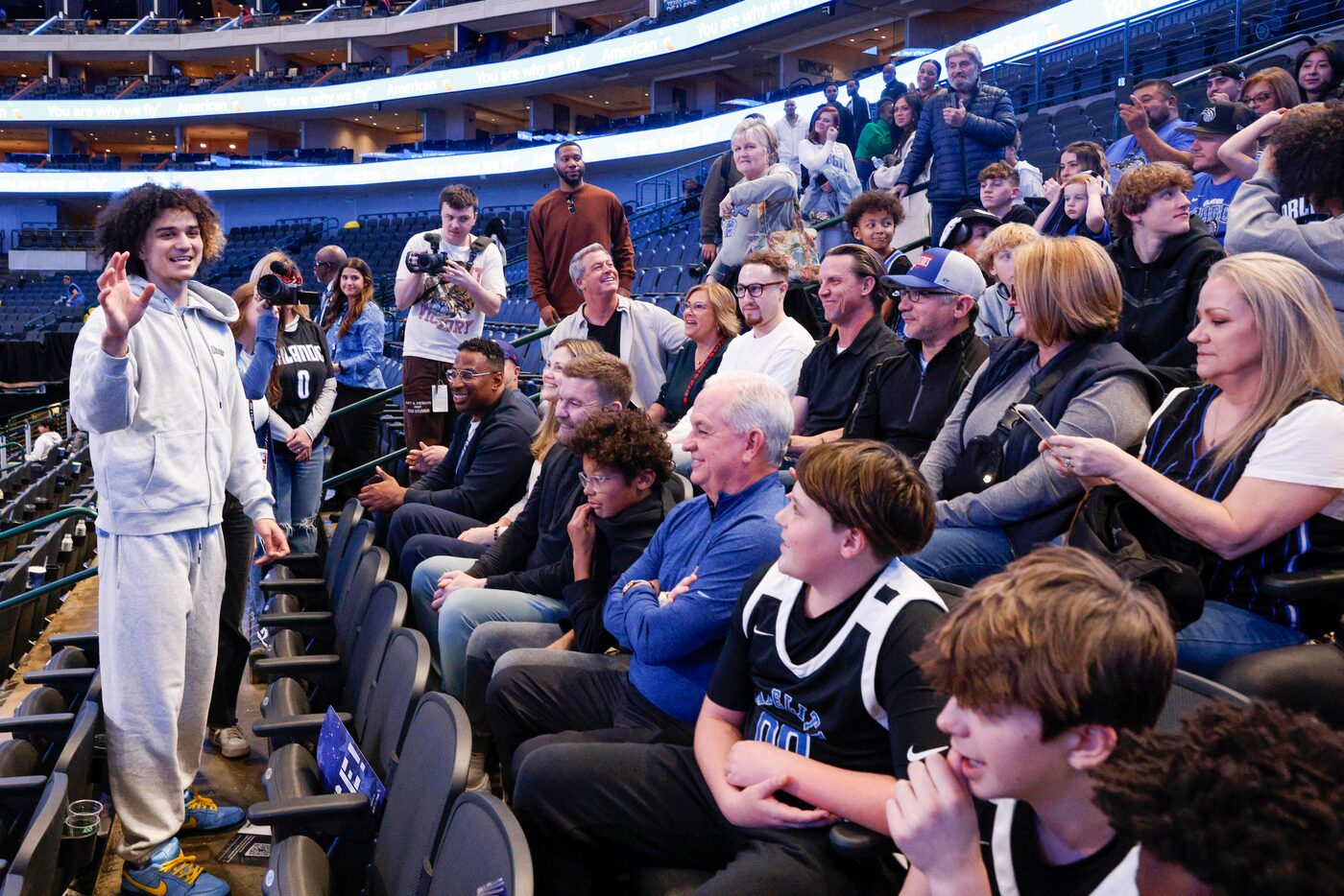 Orlando Magic guard Anthony Black (left) thanks friends and family for coming to watch his...