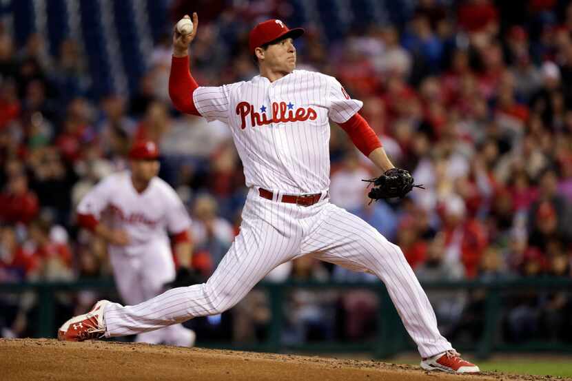 Philadelphia Phillies' Jerad Eickhoff pitches during the third inning of the team'sbaseball...