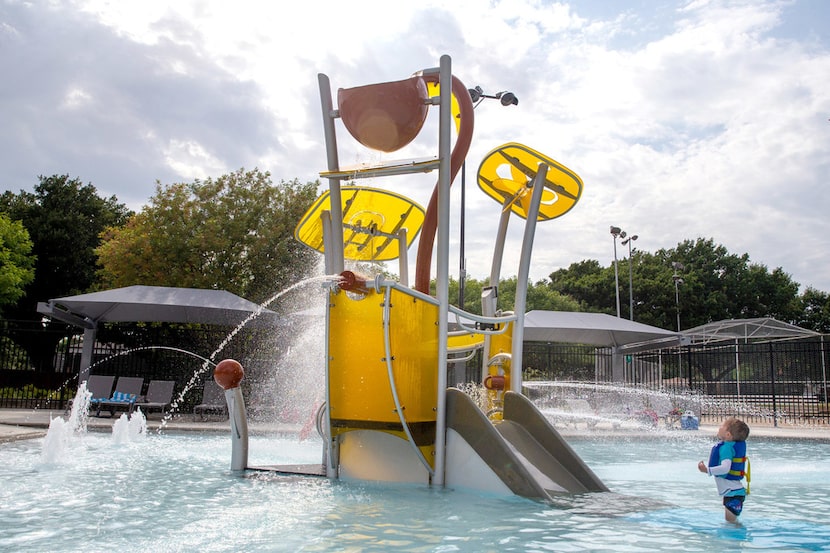 Jack Ward, 3, played at the Tietze Neighborhood Aquatic Center in Old East Dallas...