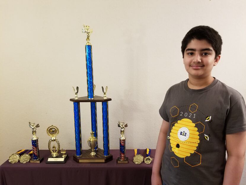 Dhroov Bharatia, 12, is one of two North Texas finalists headed to the Scripps National Bee...