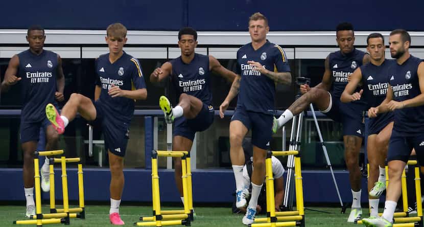 Ahead of their game against FC Barcelona, Real Madrid players trained Thursday at AT&T...