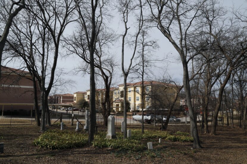 The Young Cemetery borders Estancia at Ridgeview Ranch apartment complex. Volunteer Candace...