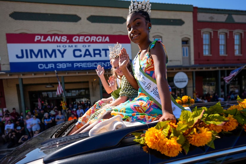 A float moves down main street during the 26th annual Plains Peanut Festival, ahead of...