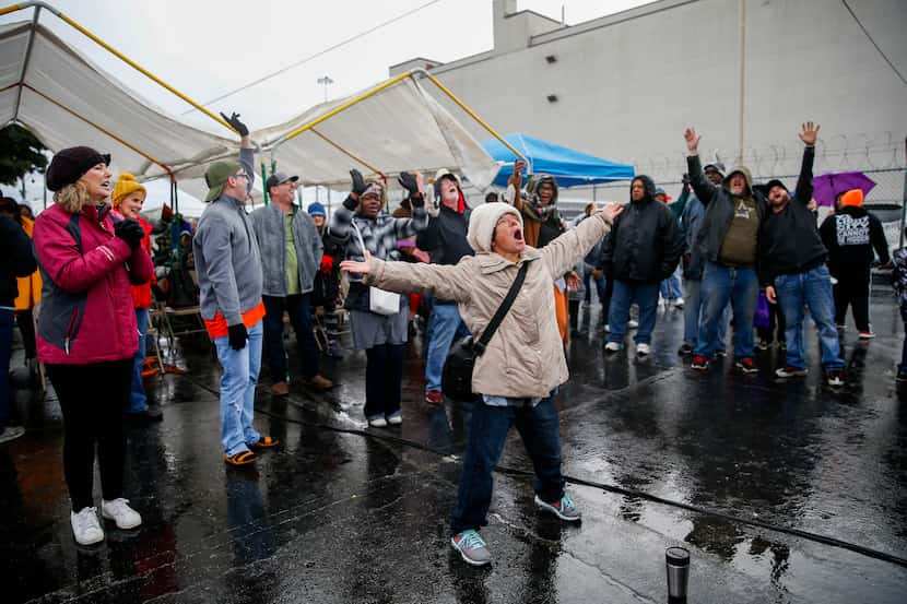 Worshippers sang during S.O.U.L. Church's last service on the downtown Dallas lot on Dec....