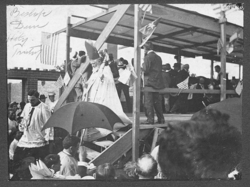 Undated photo of Bishop Edward Dunne at the construction site for Holy Trinity. (EDS Note:...