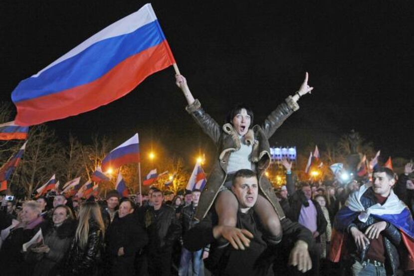 Pro-Russian Crimeans celebrated the outcome of Sunday’s referendum in Sevastopol. Russian...