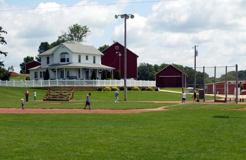 If you build it: Visitors enjoy the Field of Dreams baseball field in rural Dyersville, Iowa. 