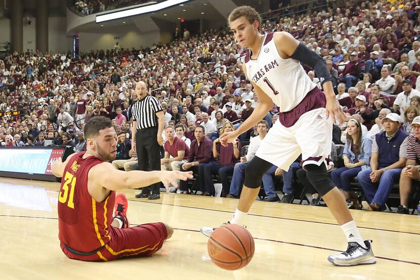 Jan 30, 2016; College Station, TX, USA; Iowa State Cyclones forward Georges Niang (31) and...