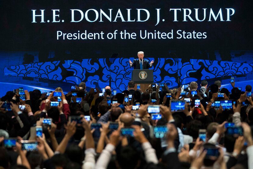 President Donald Trump speaks at the Asia-Pacific Economic Cooperation forum in Danang,...