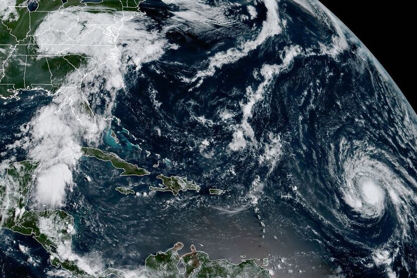 This image obatined from the National Oceanic and Atmospheric Administration (NOAA) shows...