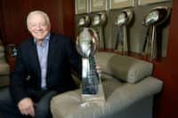 Dallas Cowboys owner and general manager Jerry Jones poses for a portrait inside his office...