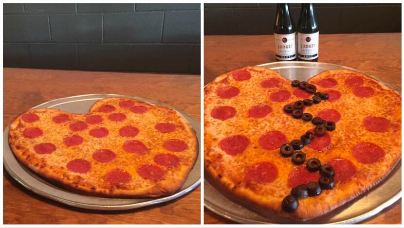 Couples, your pizza is on the left. Singles, to the right.