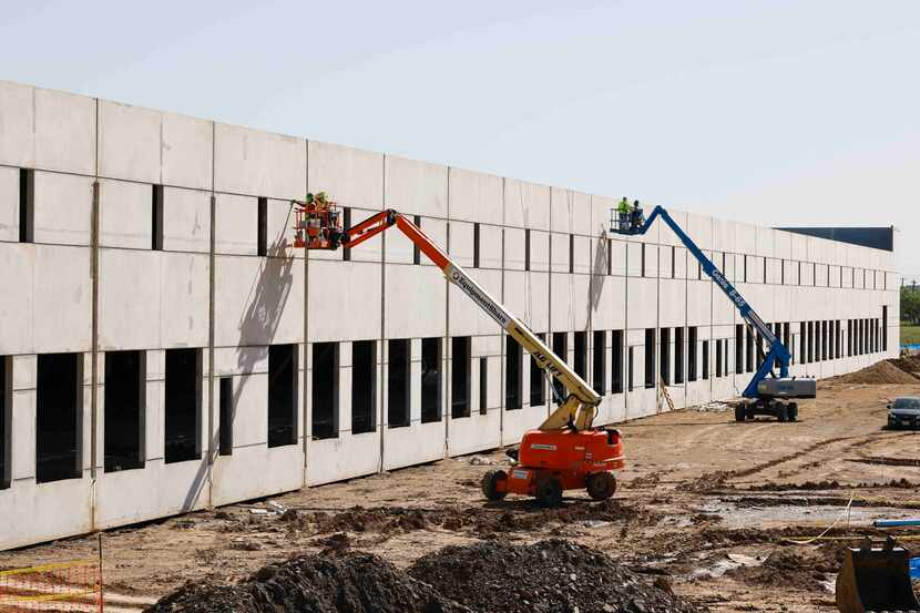 Industrial building under construction in AllianceTexas along Westport Parkway in Fort Worth.