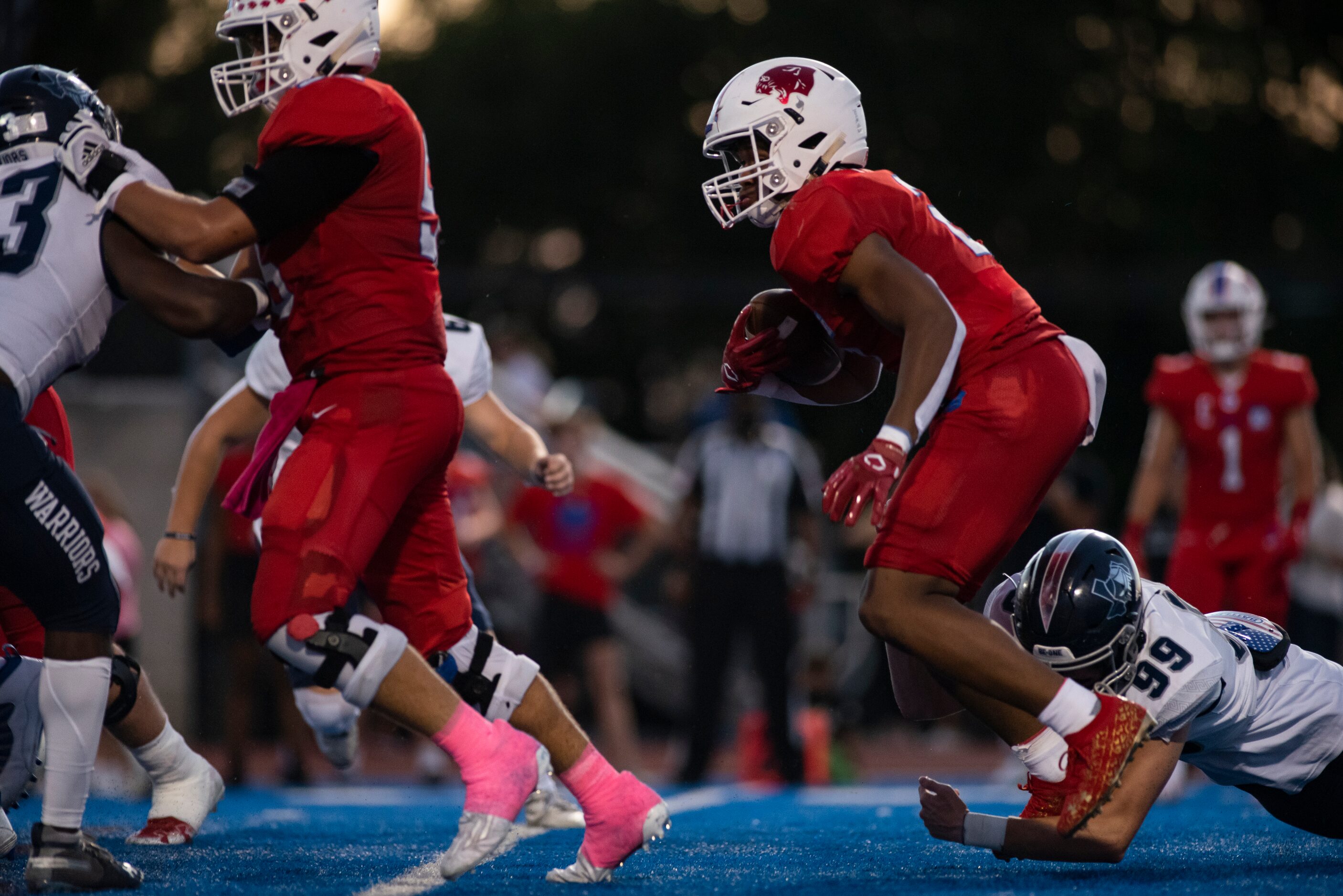 Argyle Liberty Christian junior Reeves Baller (99) tackles Parish Episcopal senior Andrew...