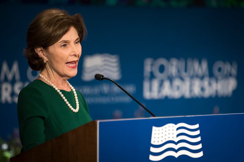 Former first lady Laura Bush makes remarks before a session titled "Going Native: Why...