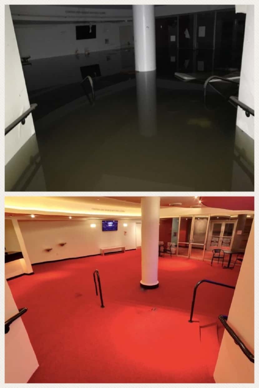 The Alley Theatre, after and before Hurricane Harvey.