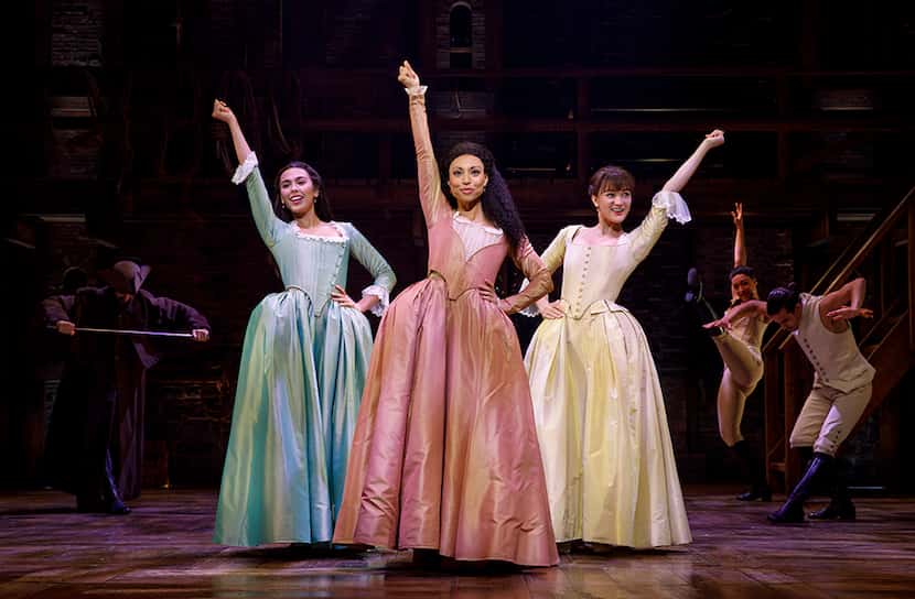 Julia K. Harriman, Sabrina Sloan and Isa Briones perform in the Angelica National Tour's...
