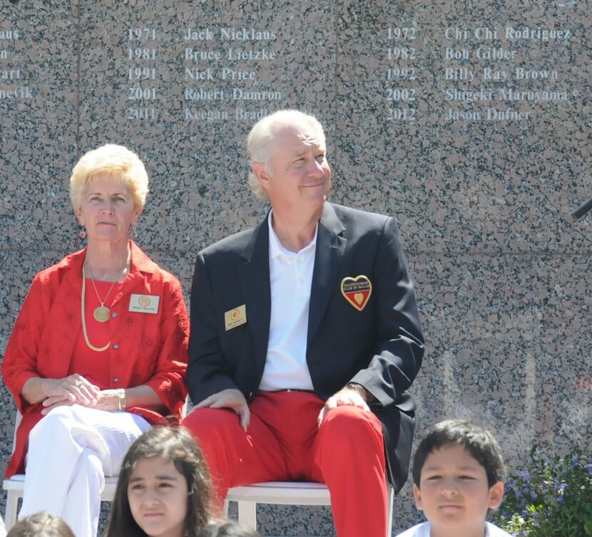 Mike McKinley of the Salesmanship Club is shown with Peggy Nelson at the opening ceremonies...