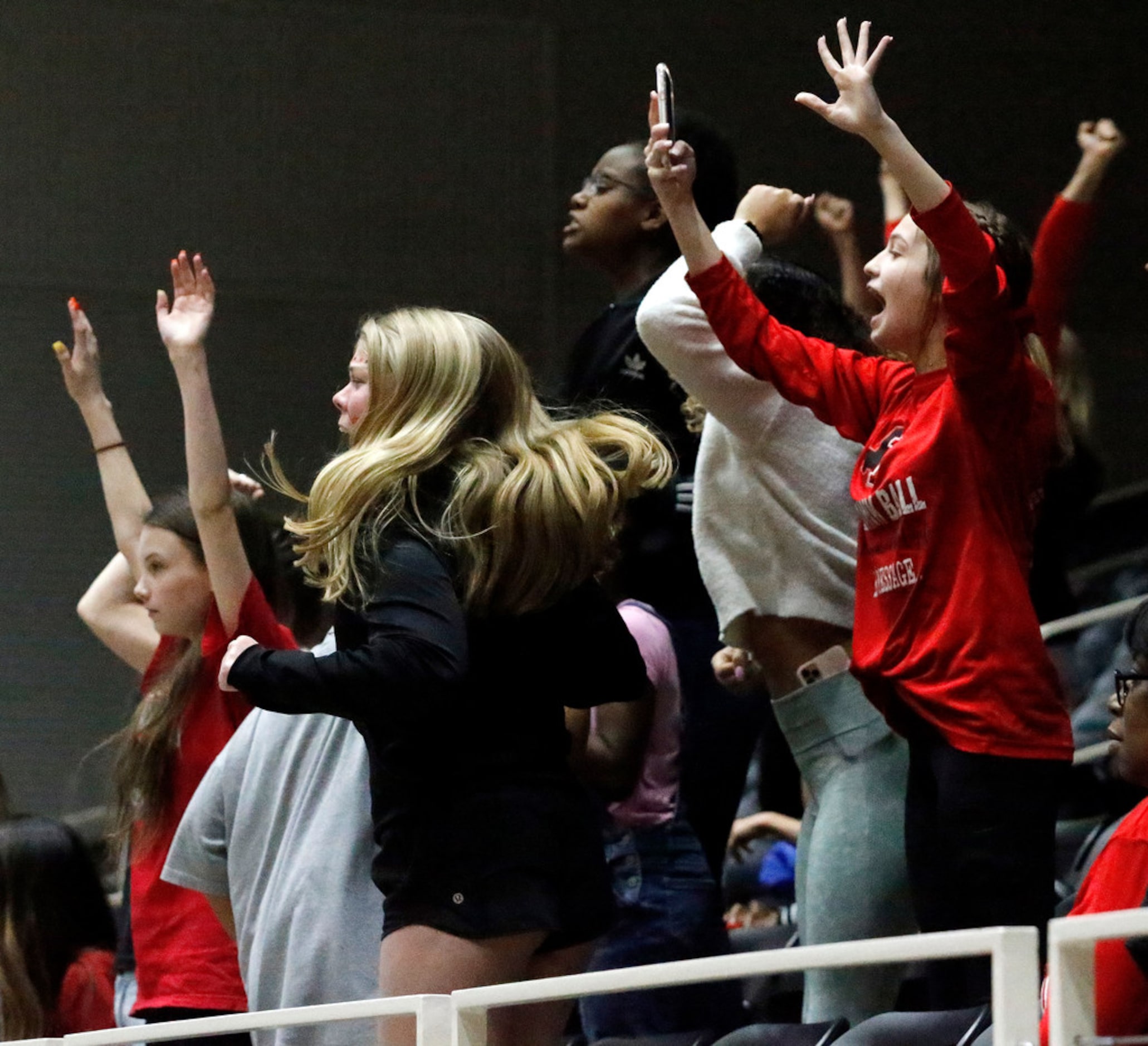 Liberty High School fans cheer in overtime as Midlothian High School hosted Frisco Liberty...