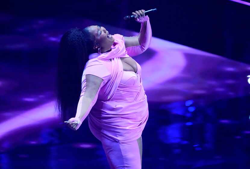 Lizzo performs a medley at the MTV Video Music Awards at the Prudential Center on Sunday,...