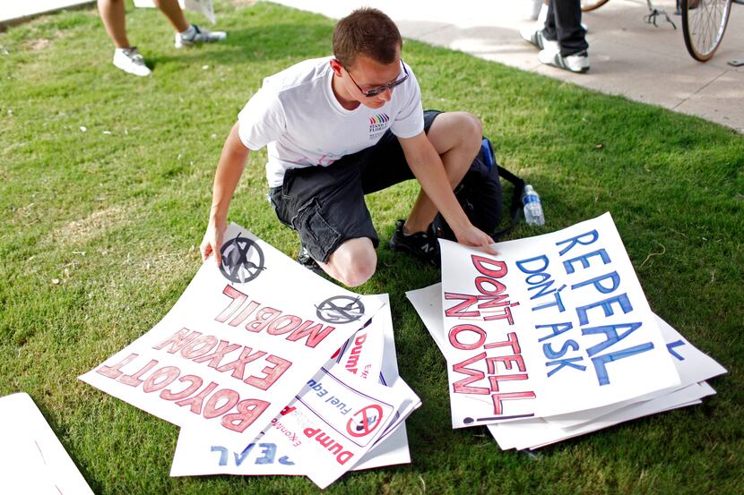  In 2010, protesters demonstrated outside the annual Exxon Mobil shareholders meeting in...