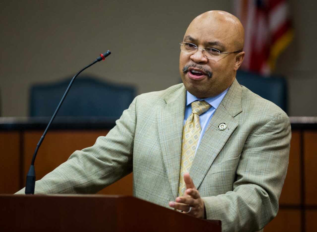 Representative Carl Sherman speaks during a press conference held by Texas Prisons...