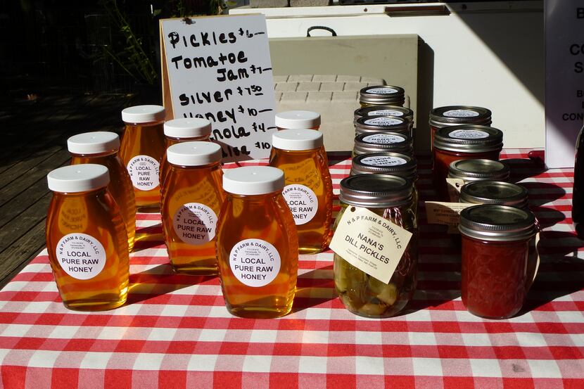 In addition to raw cow's and goat's milk and cheeses, N&P Dairy sells honey, dill pickles...