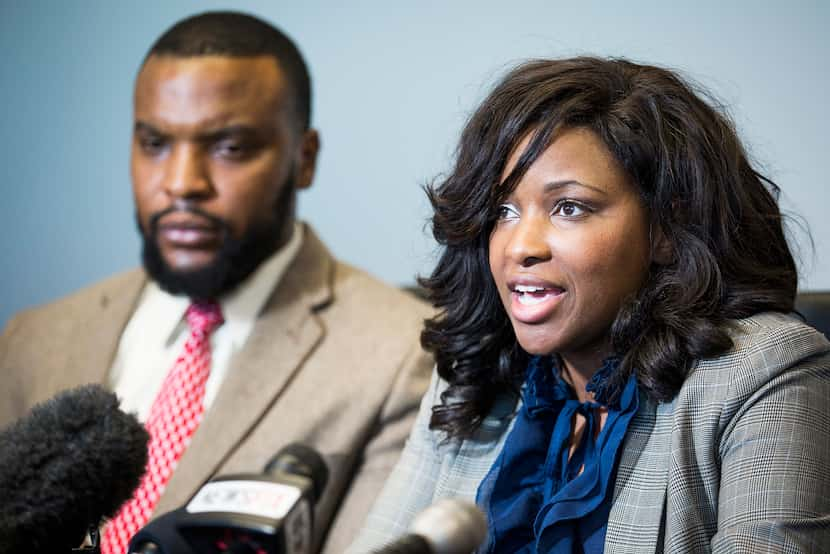 Attorneys Jasmine Crockett and Lee Merritt, who represent the family of Jordan Edwards.