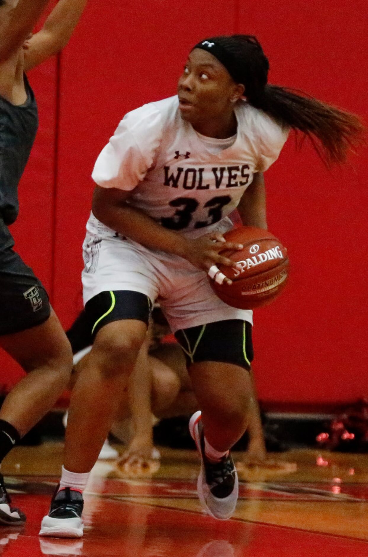 Timberview High School forward Destiny Burton (33) puts up a shot during the second half as...