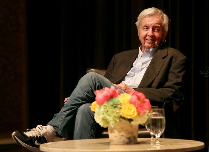 Author Larry McMurtry answers questions from moderator Skip Hollandsworth during the Dallas...