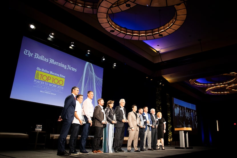 April Anthony (fifth from left) was an award recipient in 2018 in The Dallas Morning News'...