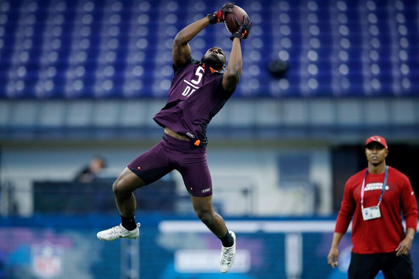 INDIANAPOLIS, IN - MARCH 04: Defensive back Kris Boyd of Texas works out during day five of...