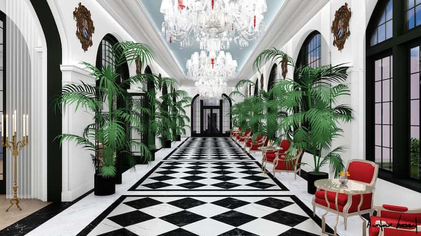 Artist's rendering of what the Grand Galvez's restored Peacock Alley will look like.