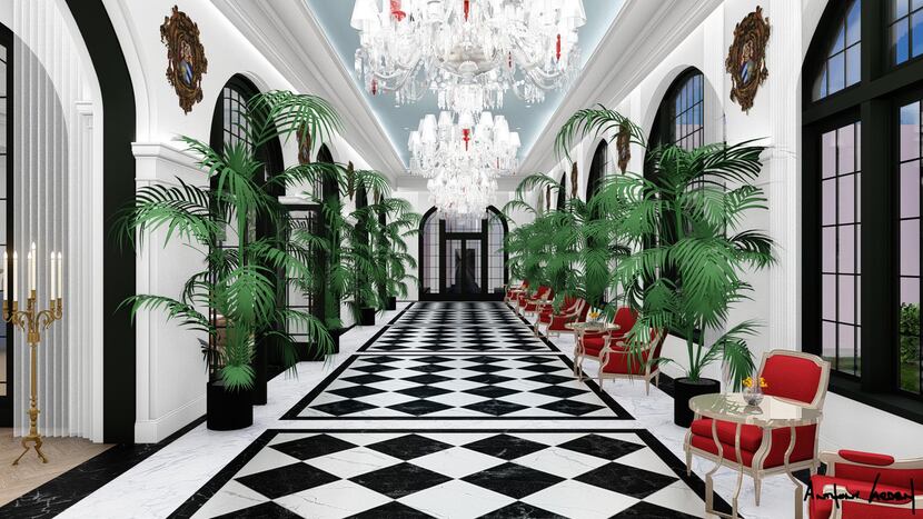 Artist's rendering of what the Grand Galvez's restored Peacock Alley will look like.