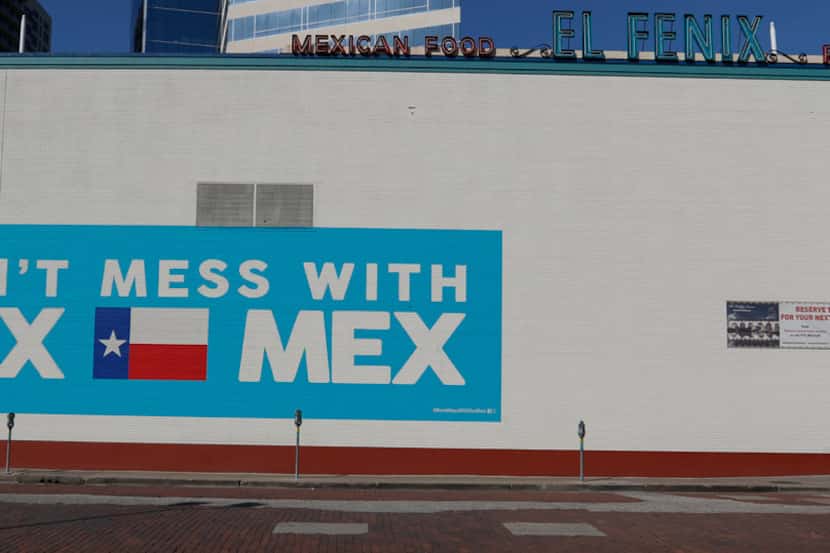 Overall view of the new mural painted on the side of the El Fenix Mexican Restaurant in...