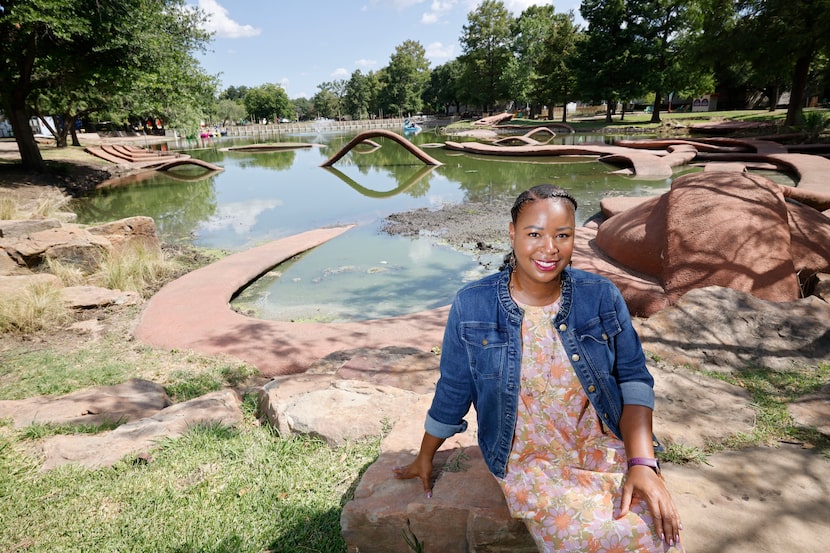 Helena Banks poses for a photo near the Leonhardt Lagoon in Fair Park, Friday, Aug. 16,...