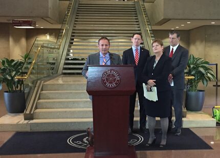 Dallas City Council member Mark Clayton, Dallas County Judge Clay Jenkins, Dallas County...