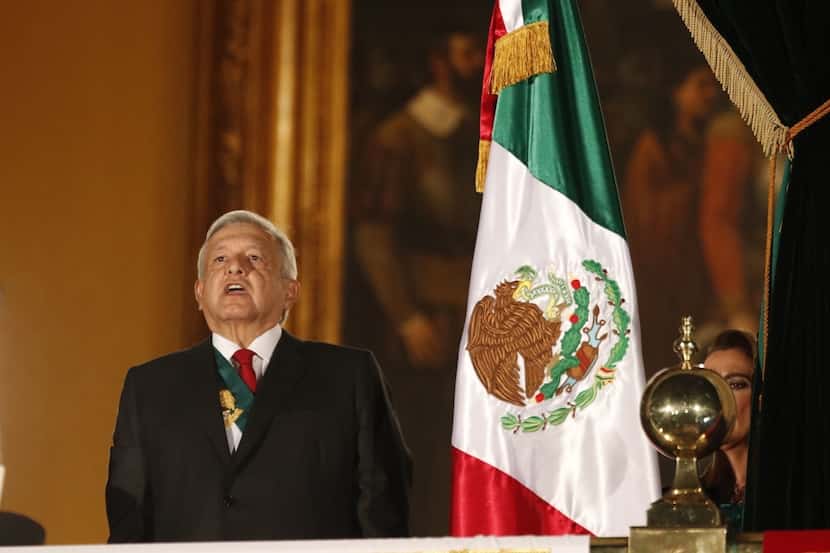 El presidente de México, Andrés Manuel López Obrador celebró la ceremonia de EL Grito, el 15...