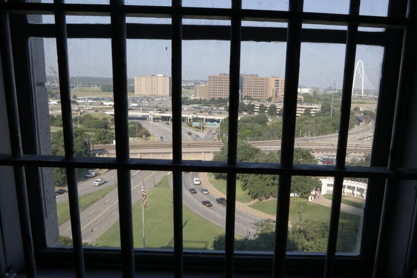 A view of Dealey Plaza from a window on death row in a decommissioned jail inside the old...