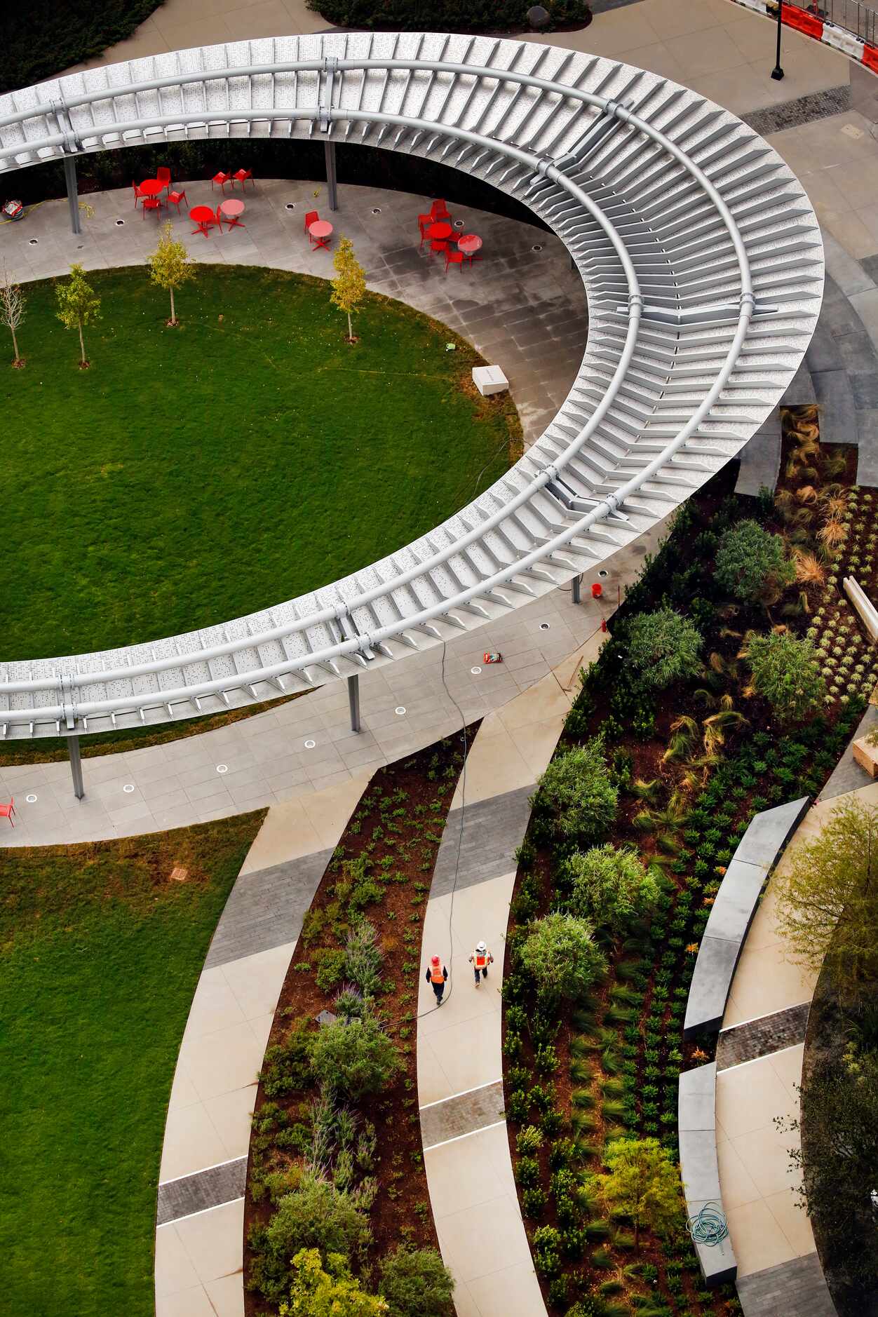 The Pavilion in the new Pacific Plaza park in downtown Dallas has a floating 95-by-138-foot...