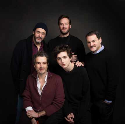 Clockwise from left: Director Luca Guadagnino, actor Armie Hammer, actor Michael Stuhlbarg,...