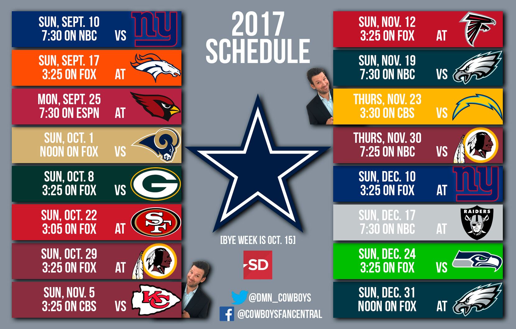 Dallas Cowboys 2017 Schedule: Game Predictions For Entire Season ✭ Inside  The Star