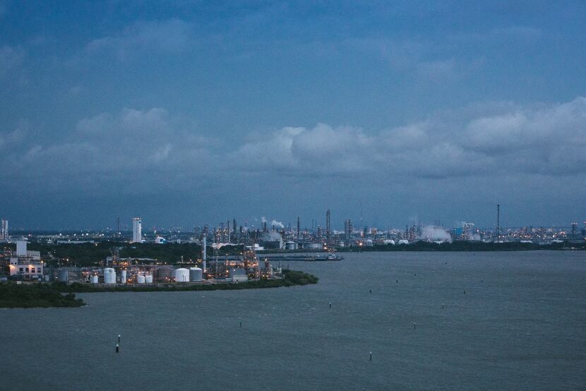 Refineries line the Houston Ship Channel. (Alyssa Schukar/The New York Times)