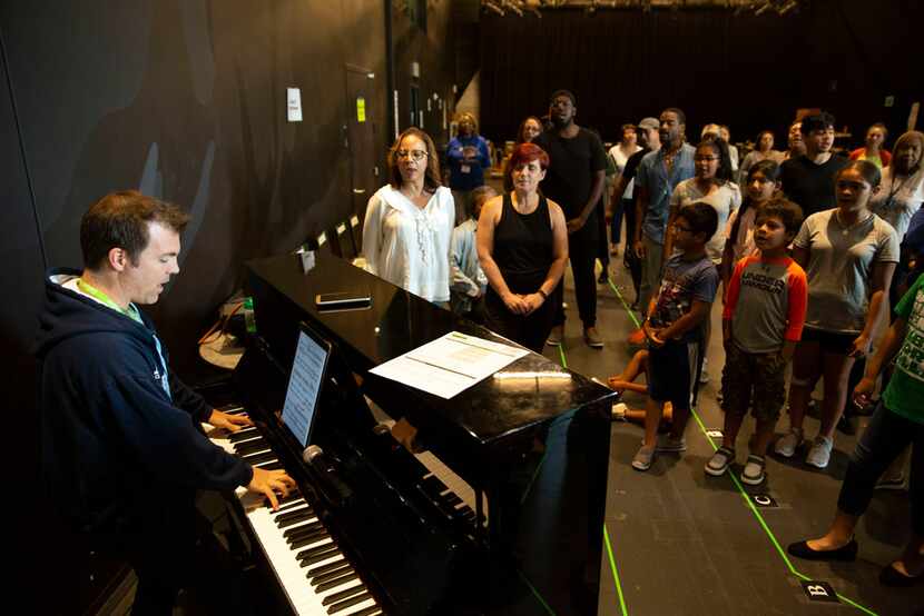 Amateur actors rehearse Dallas Theater Center's production of Shakespeare's As You Like It...