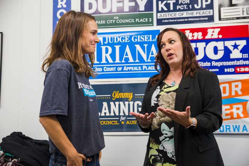 Democrat MJ Hegar, right, brought in about $1 million in the second quarter of this year for...