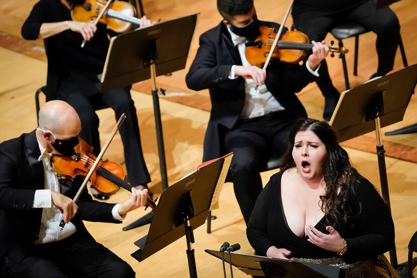 Soprano Angela Meade performs with the Dallas Symphony Orchestra in concert at the Meyerson...