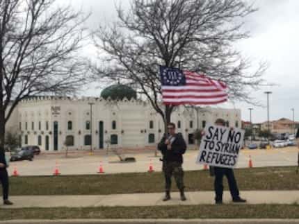 A group that calls itself BAIR protested an event that welcomed refugees to the Islamic...
