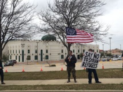  A group that calls itself BAIR protested an event that welcomed refugees to the Islamic...