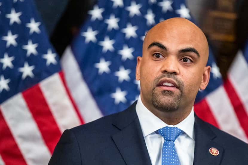 FILE - Rep. Colin Allred, D-Texas, spoke during a news conference on Capitol Hill in...