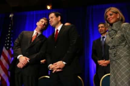  George Seay III, left, speaks to Marco Rubio at a Dallas event in 2011. (Ben Torres/Special...